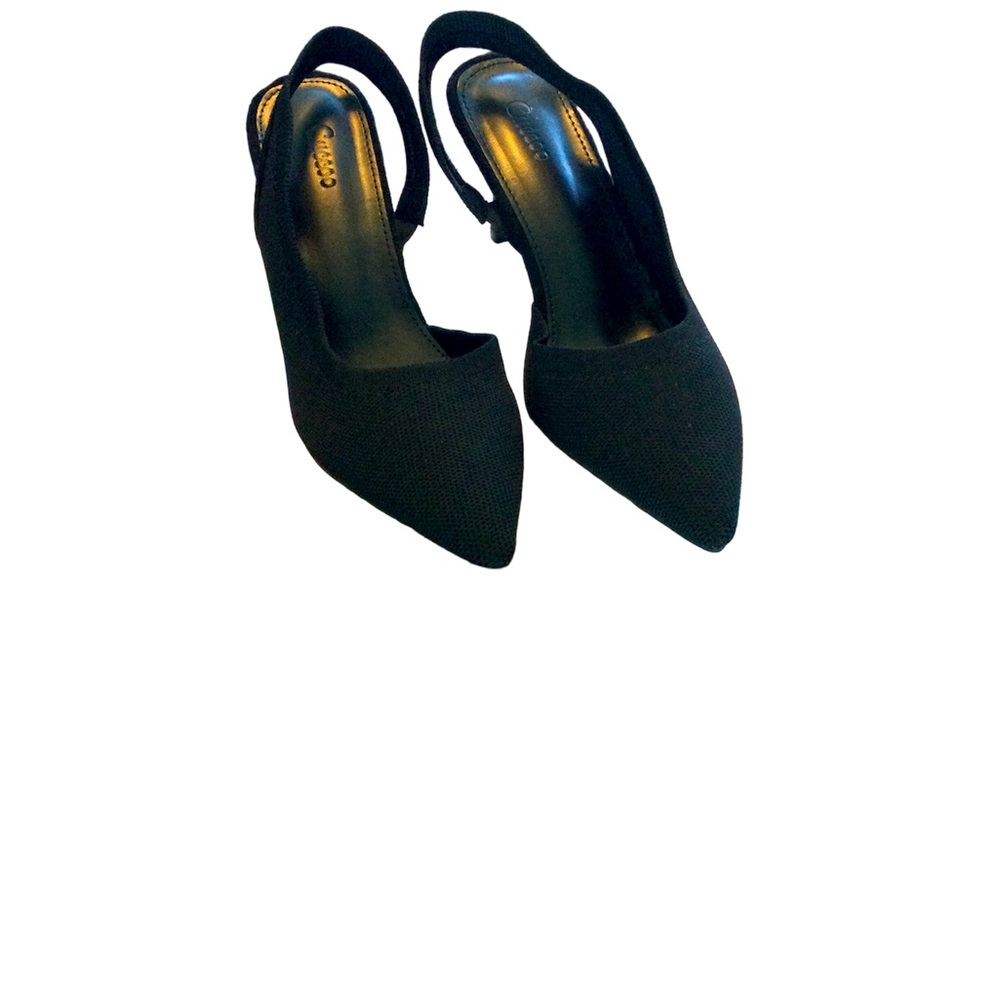 Cuccoo Black Slingback Knit Pointed Toe Pumps Size 8.5